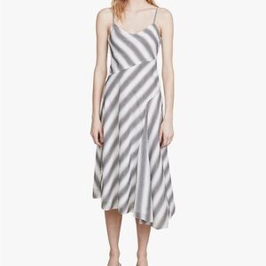 Striped Black and White Midi Dress